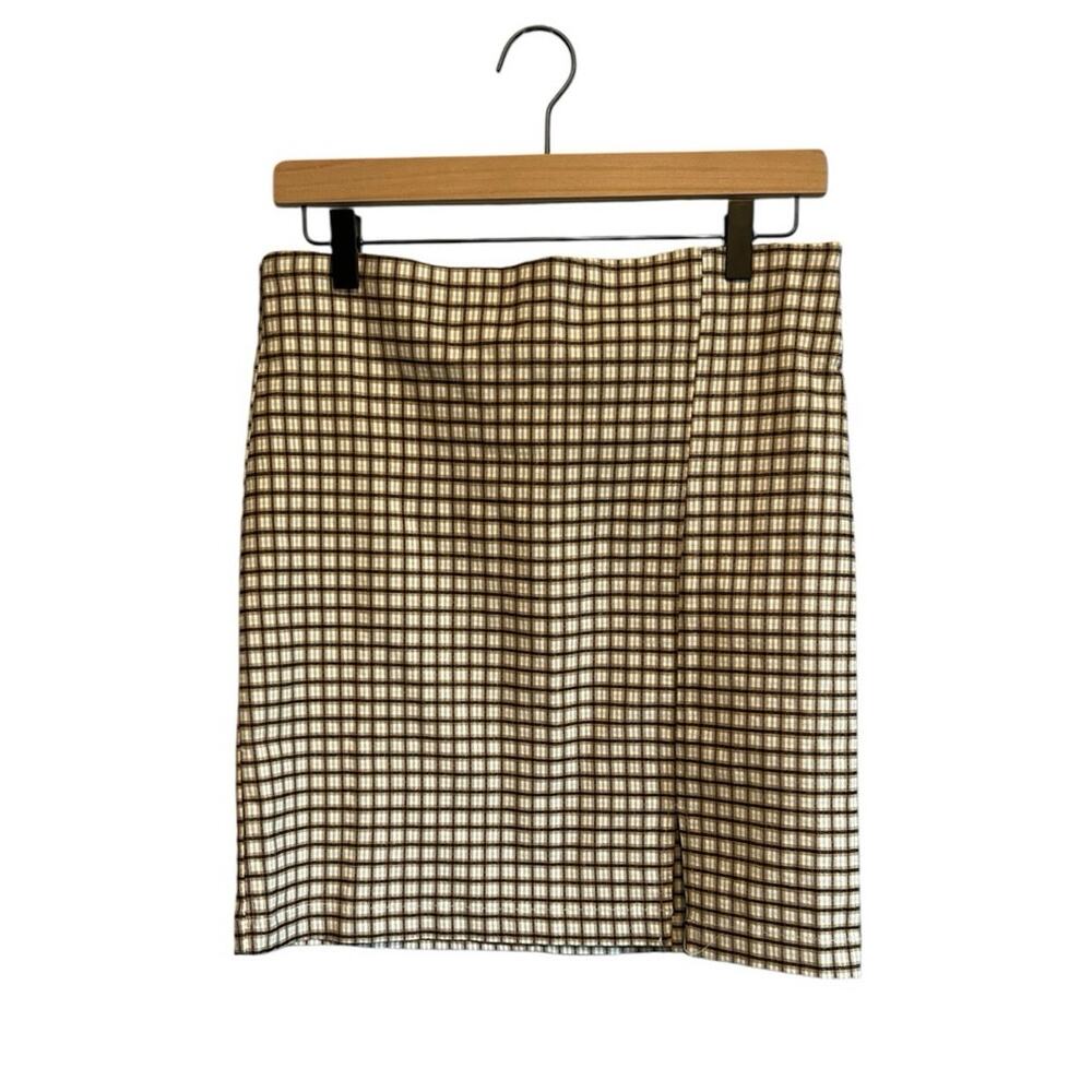 Have Brown Blue and Black Plaid Pencil Skirt Size Large Fall Preppy